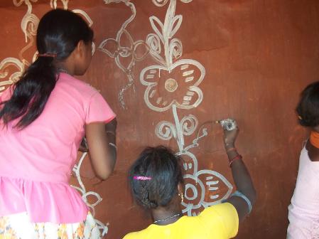 JHOTI CHITA is a   art decorated wall & floor with rice paste